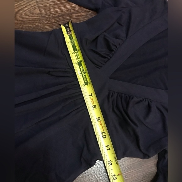 Susana Monaco 3/4 Sleeve Little Black Dress women's Size Small. Plunging v-neck - Picture 4 of 6